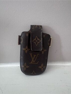 Louis Vuitton Brown Monogram Phone Holster with Gold Accents